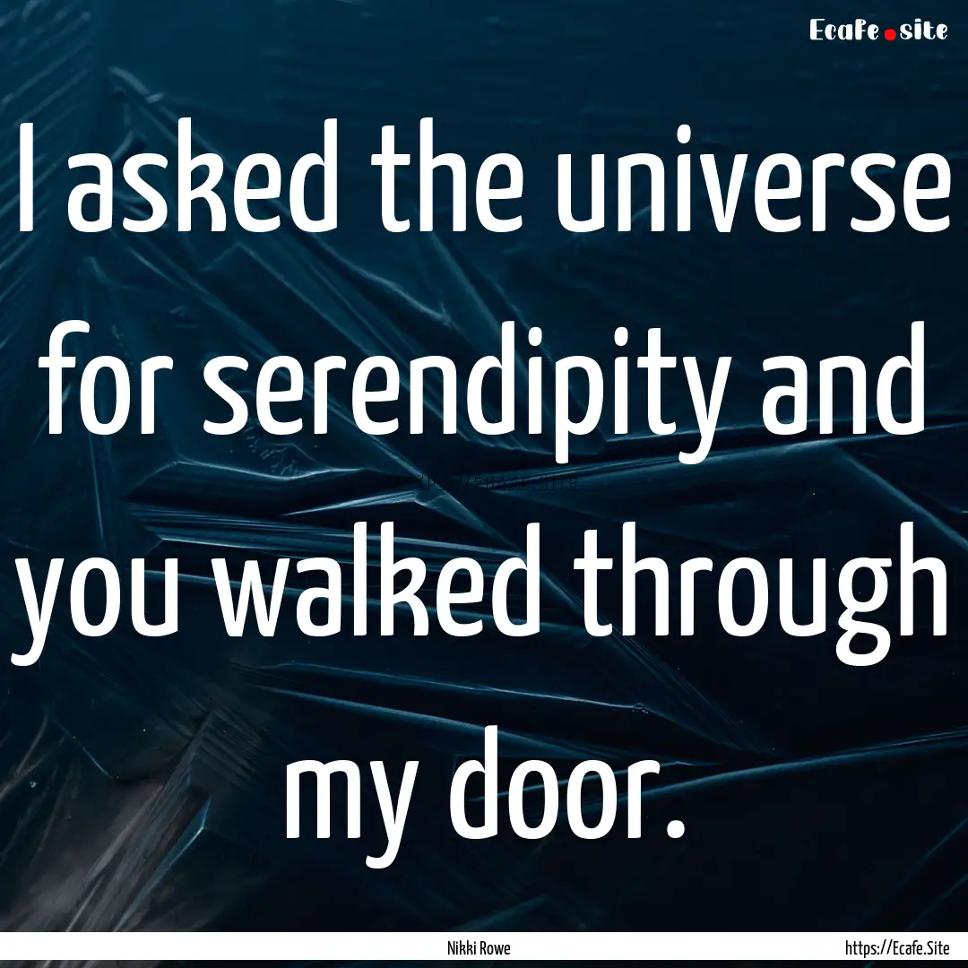 I asked the universe for serendipity and.... : Quote by Nikki Rowe