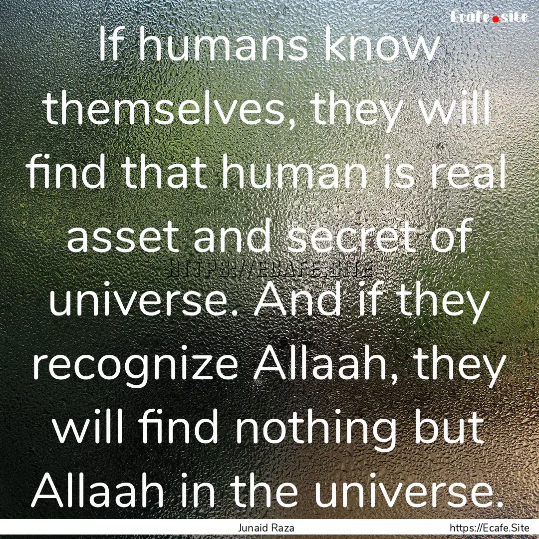 If humans know themselves, they will find.... : Quote by Junaid Raza