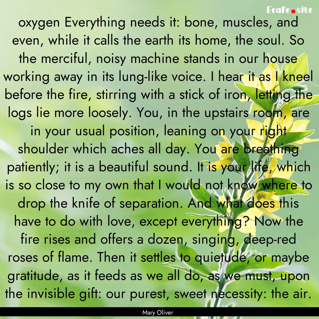 oxygen Everything needs it: bone, muscles,.... : Quote by Mary Oliver