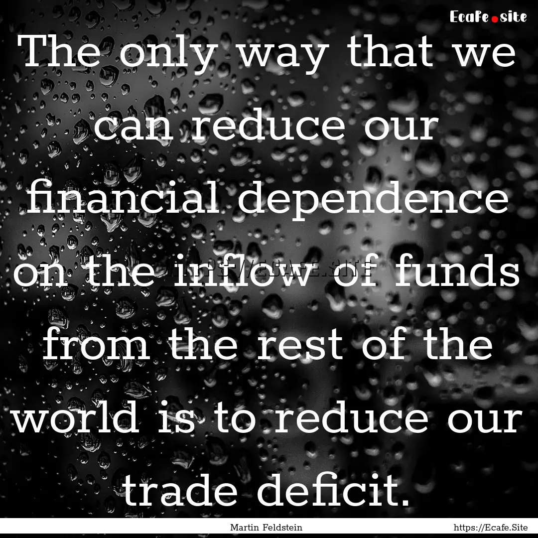 The only way that we can reduce our financial.... : Quote by Martin Feldstein