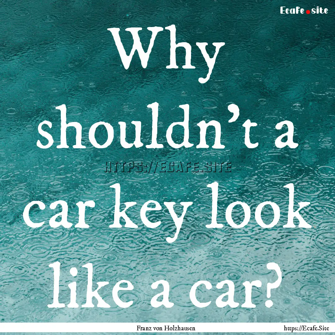 Why shouldn't a car key look like a car? : Quote by Franz von Holzhausen