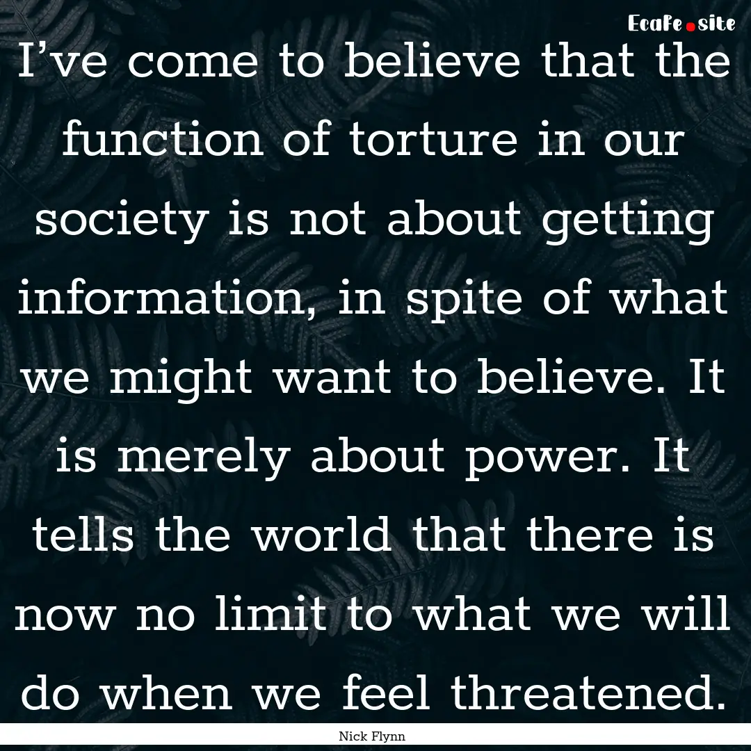 I’ve come to believe that the function.... : Quote by Nick Flynn