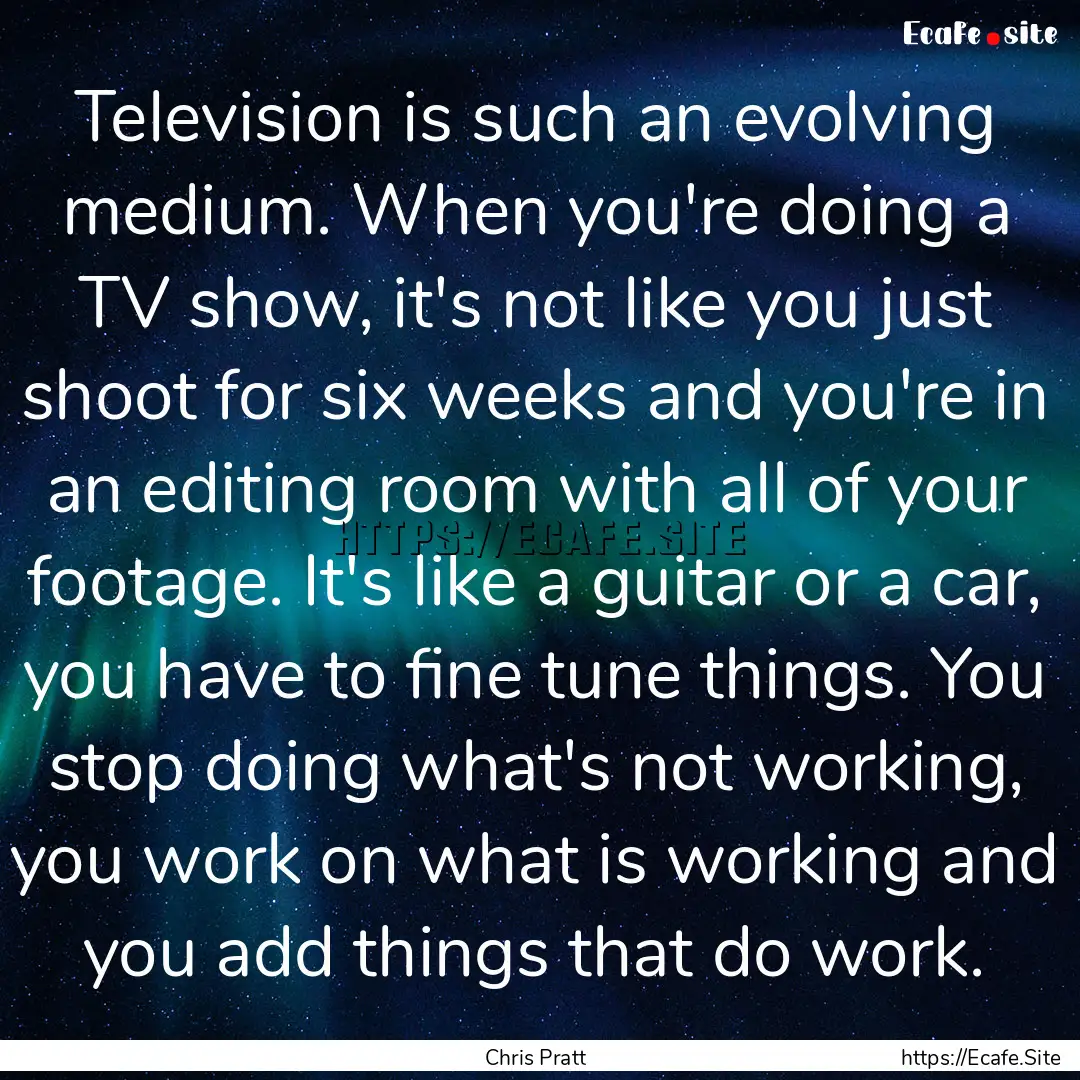 Television is such an evolving medium. When.... : Quote by Chris Pratt