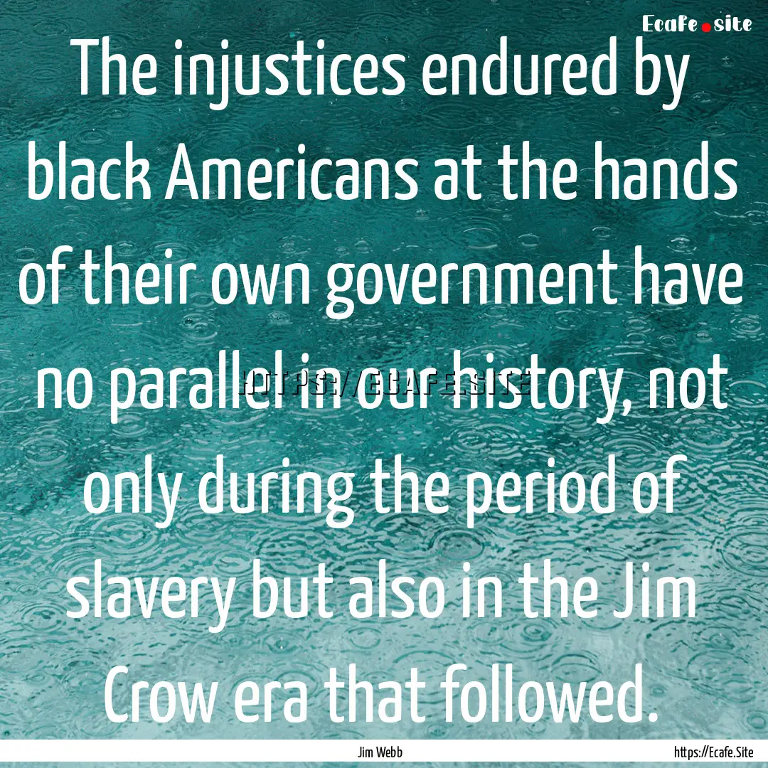 The injustices endured by black Americans.... : Quote by Jim Webb