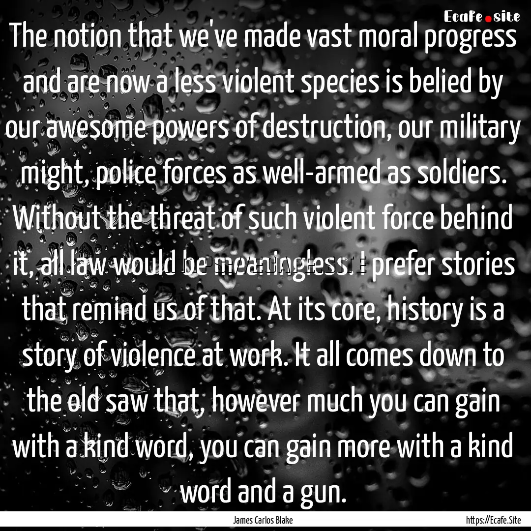 The notion that we've made vast moral progress.... : Quote by James Carlos Blake