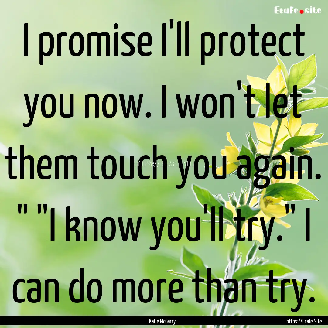 I promise I'll protect you now. I won't let.... : Quote by Katie McGarry