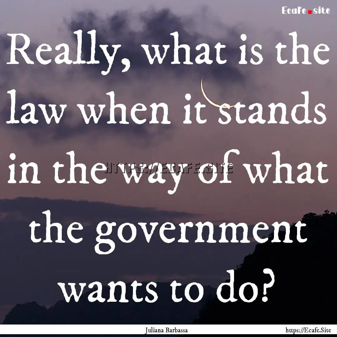 Really, what is the law when it stands in.... : Quote by Juliana Barbassa