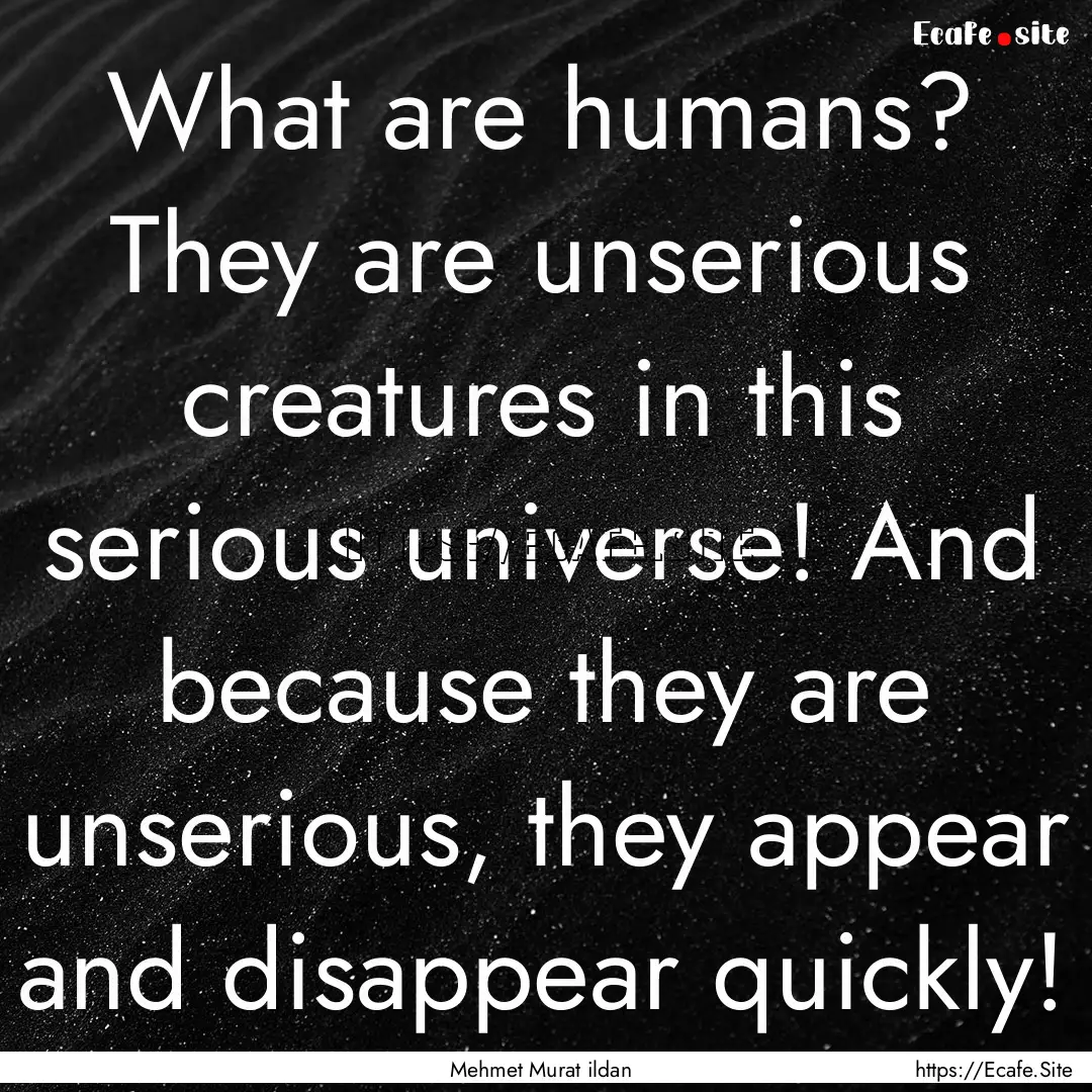 What are humans? They are unserious creatures.... : Quote by Mehmet Murat ildan