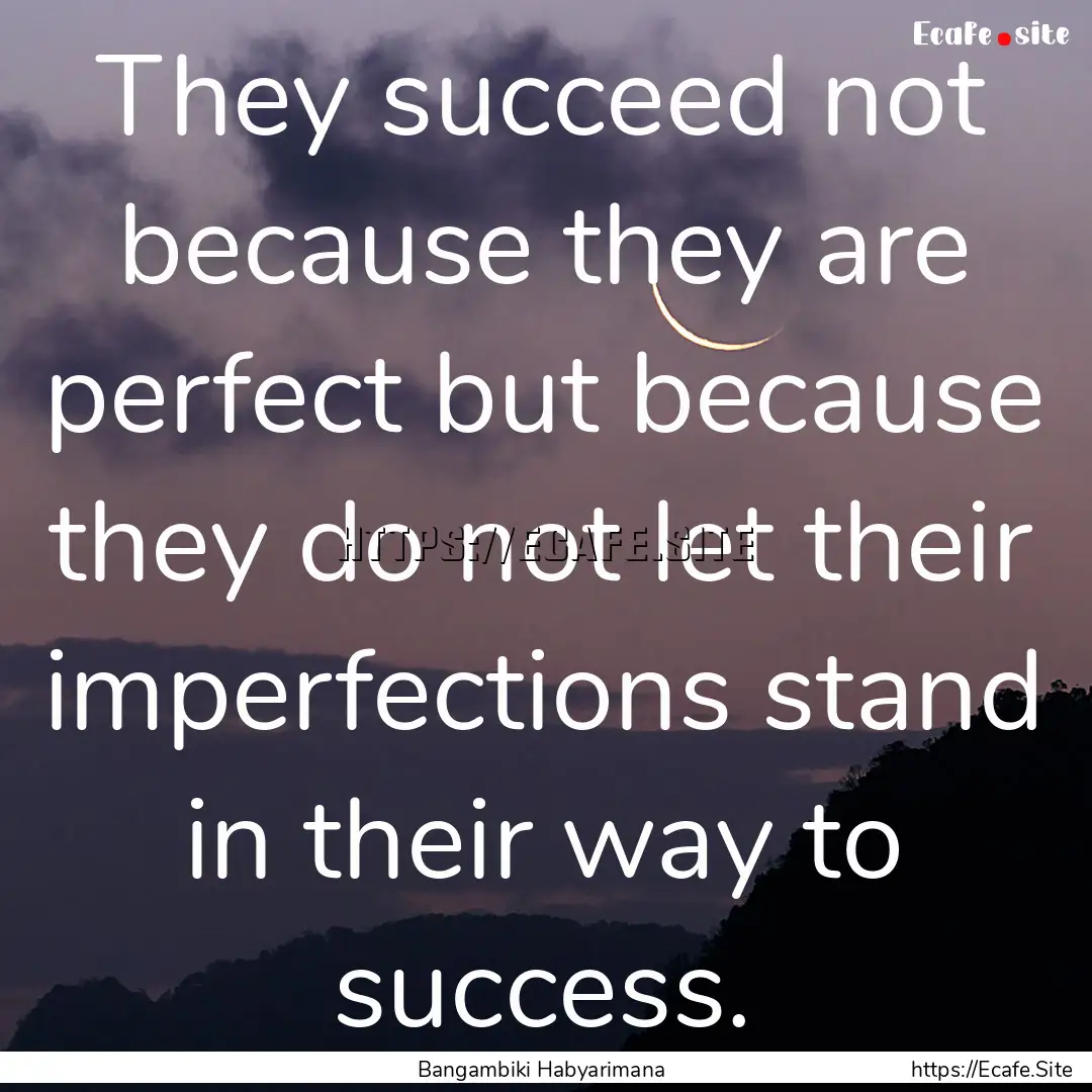 They succeed not because they are perfect.... : Quote by Bangambiki Habyarimana