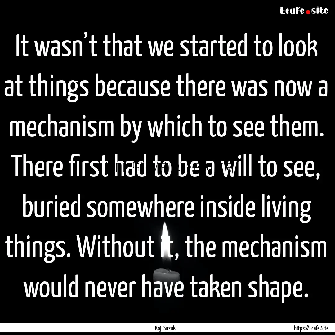 It wasn’t that we started to look at things.... : Quote by Kōji Suzuki