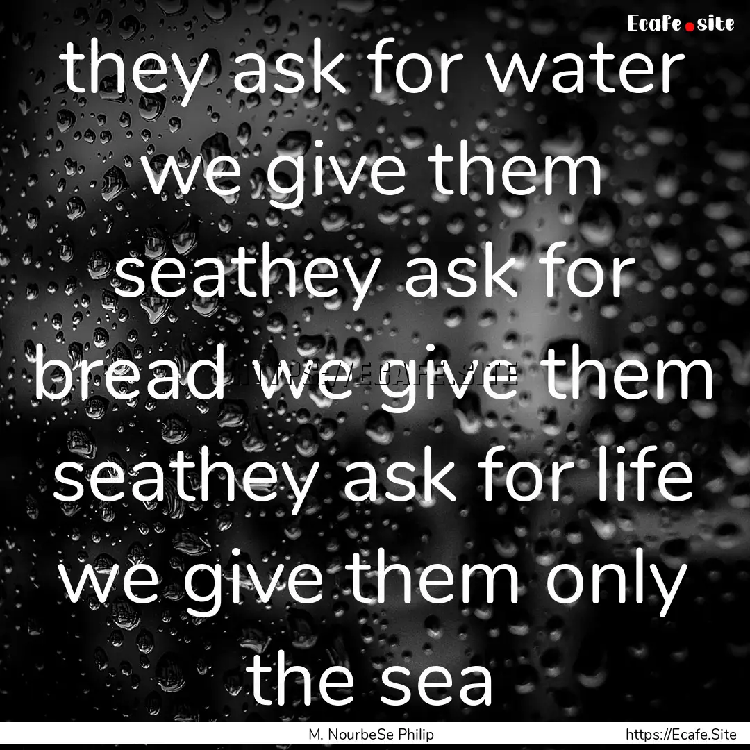 they ask for water we give them seathey ask.... : Quote by M. NourbeSe Philip