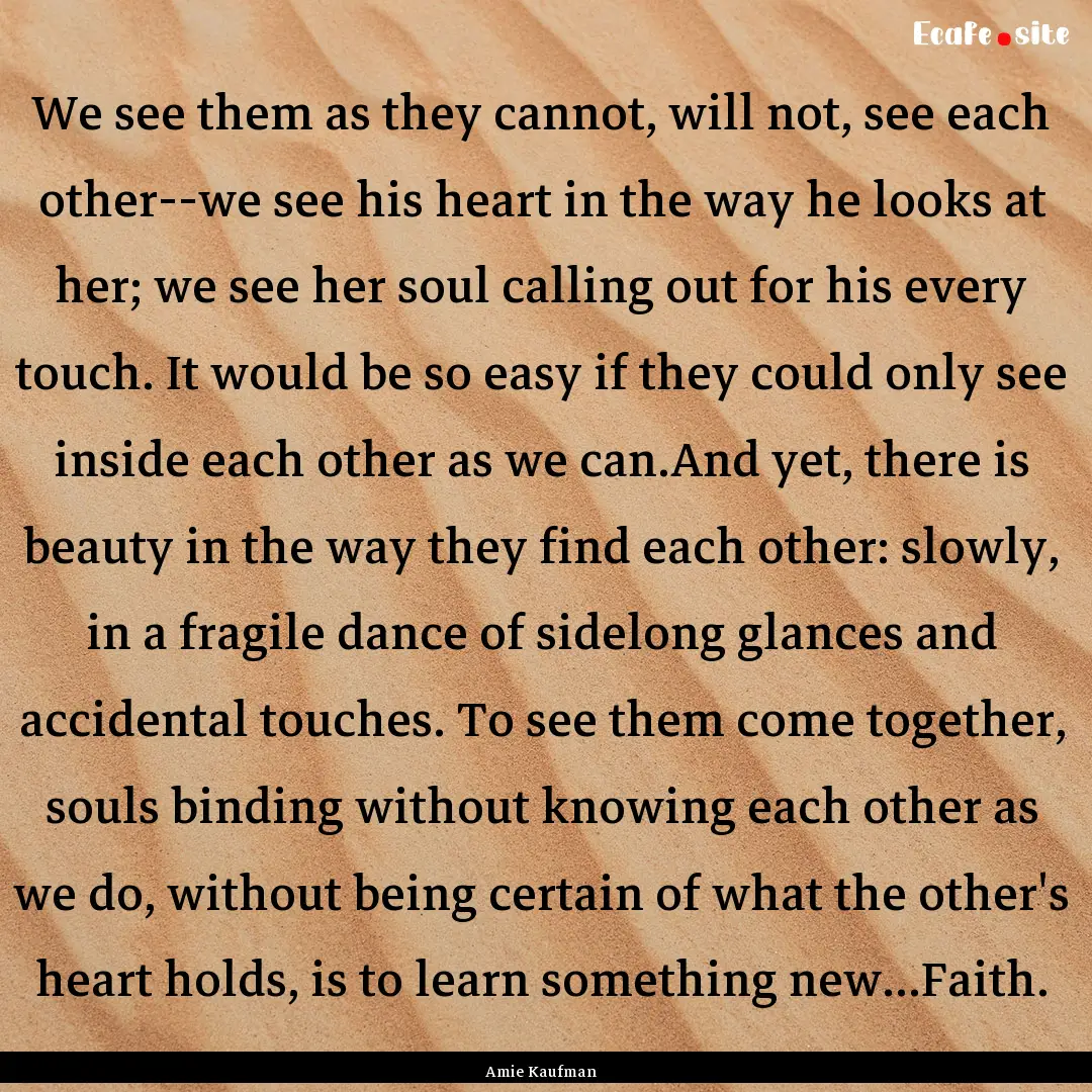 We see them as they cannot, will not, see.... : Quote by Amie Kaufman