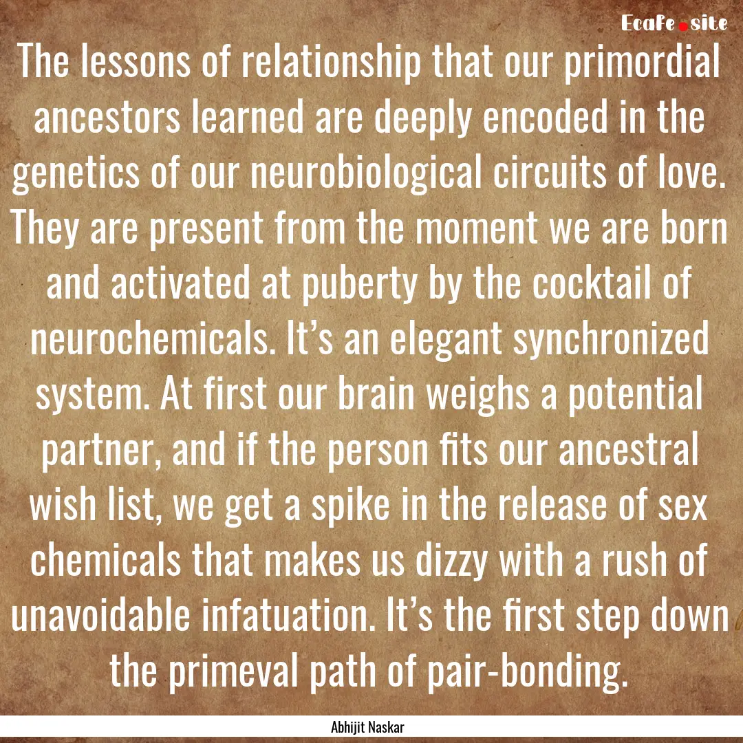 The lessons of relationship that our primordial.... : Quote by Abhijit Naskar