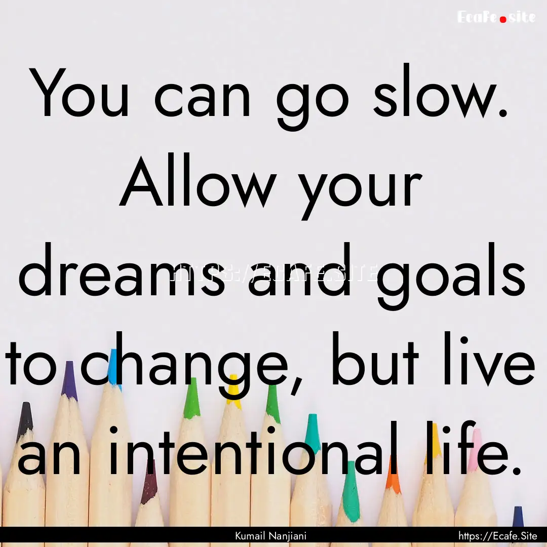 You can go slow. Allow your dreams and goals.... : Quote by Kumail Nanjiani