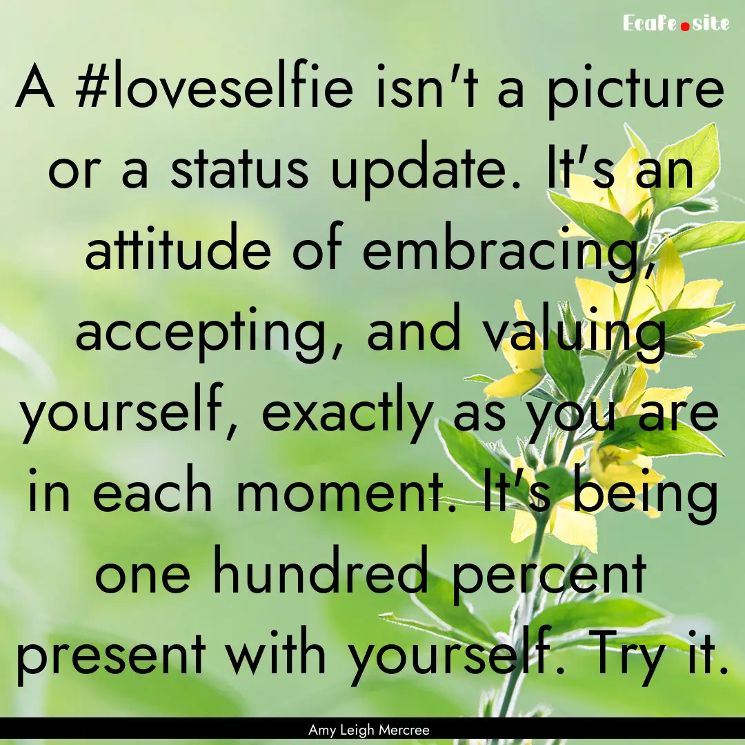 A #loveselfie isn't a picture or a status.... : Quote by Amy Leigh Mercree