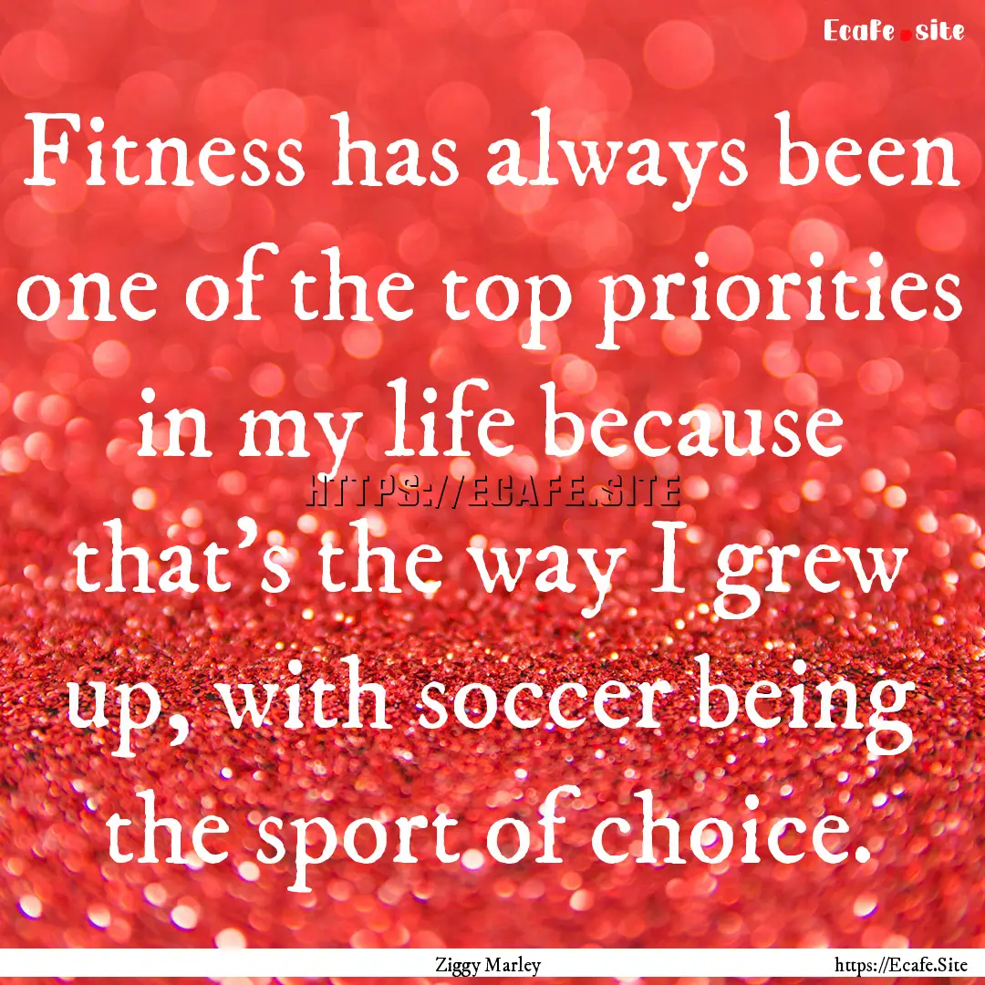 Fitness has always been one of the top priorities.... : Quote by Ziggy Marley