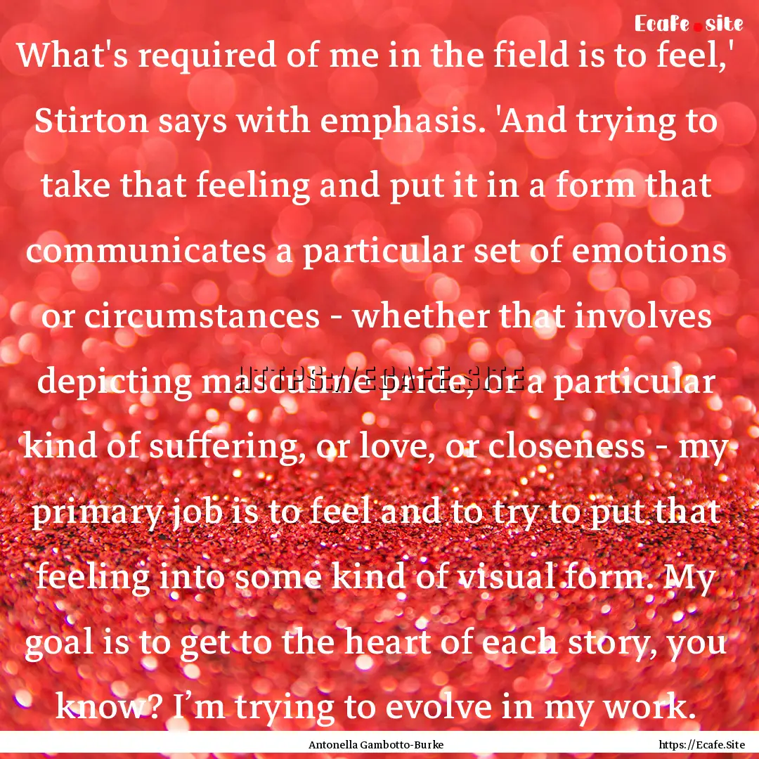 What's required of me in the field is to.... : Quote by Antonella Gambotto-Burke