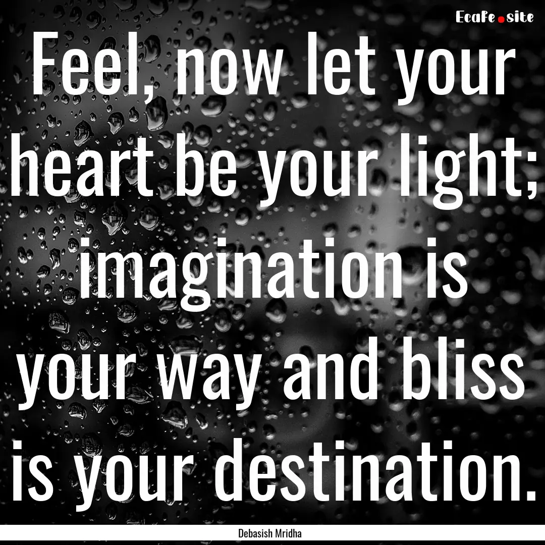 Feel, now let your heart be your light; imagination.... : Quote by Debasish Mridha