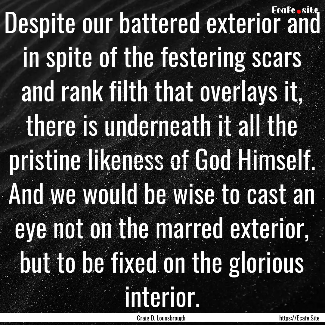 Despite our battered exterior and in spite.... : Quote by Craig D. Lounsbrough