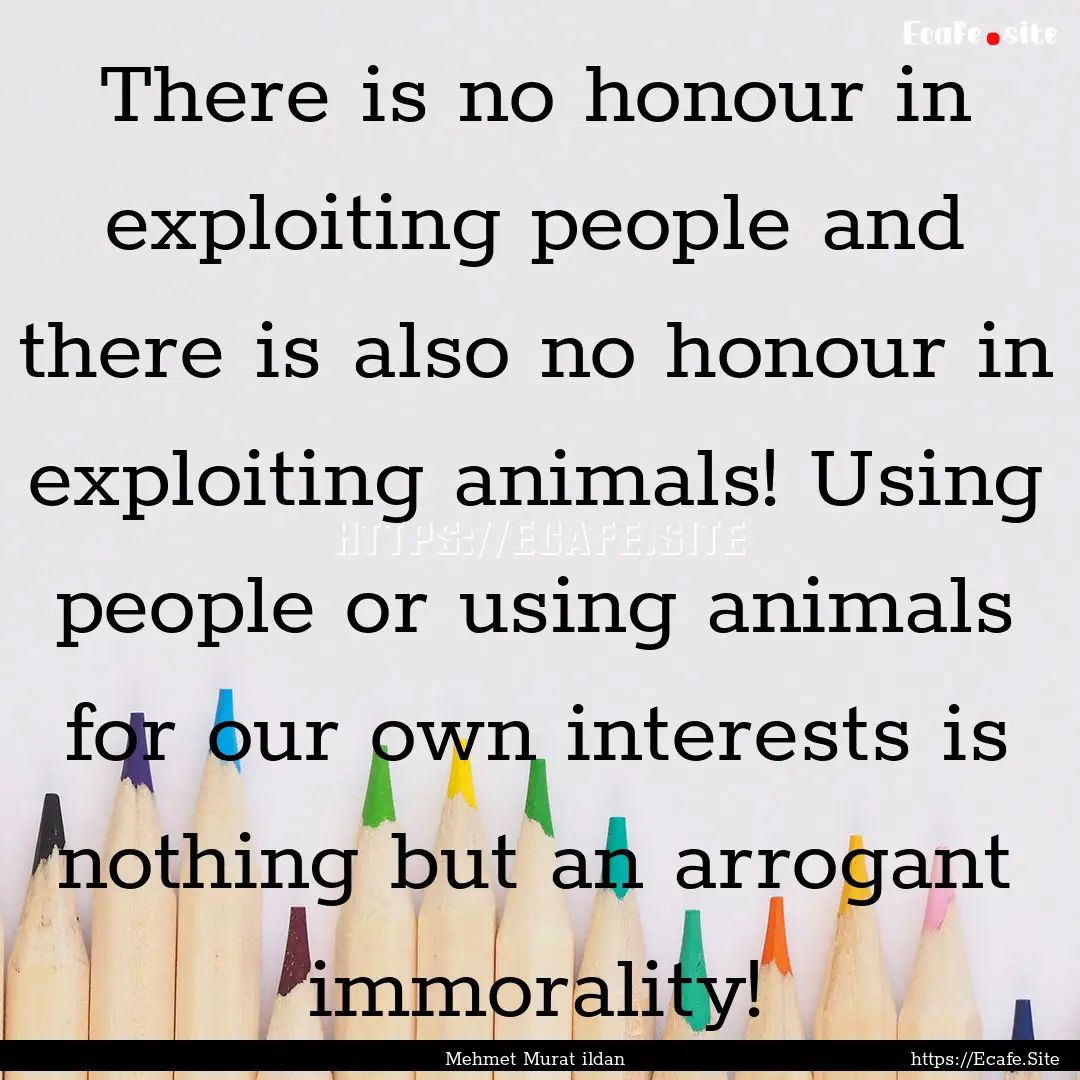 There is no honour in exploiting people and.... : Quote by Mehmet Murat ildan