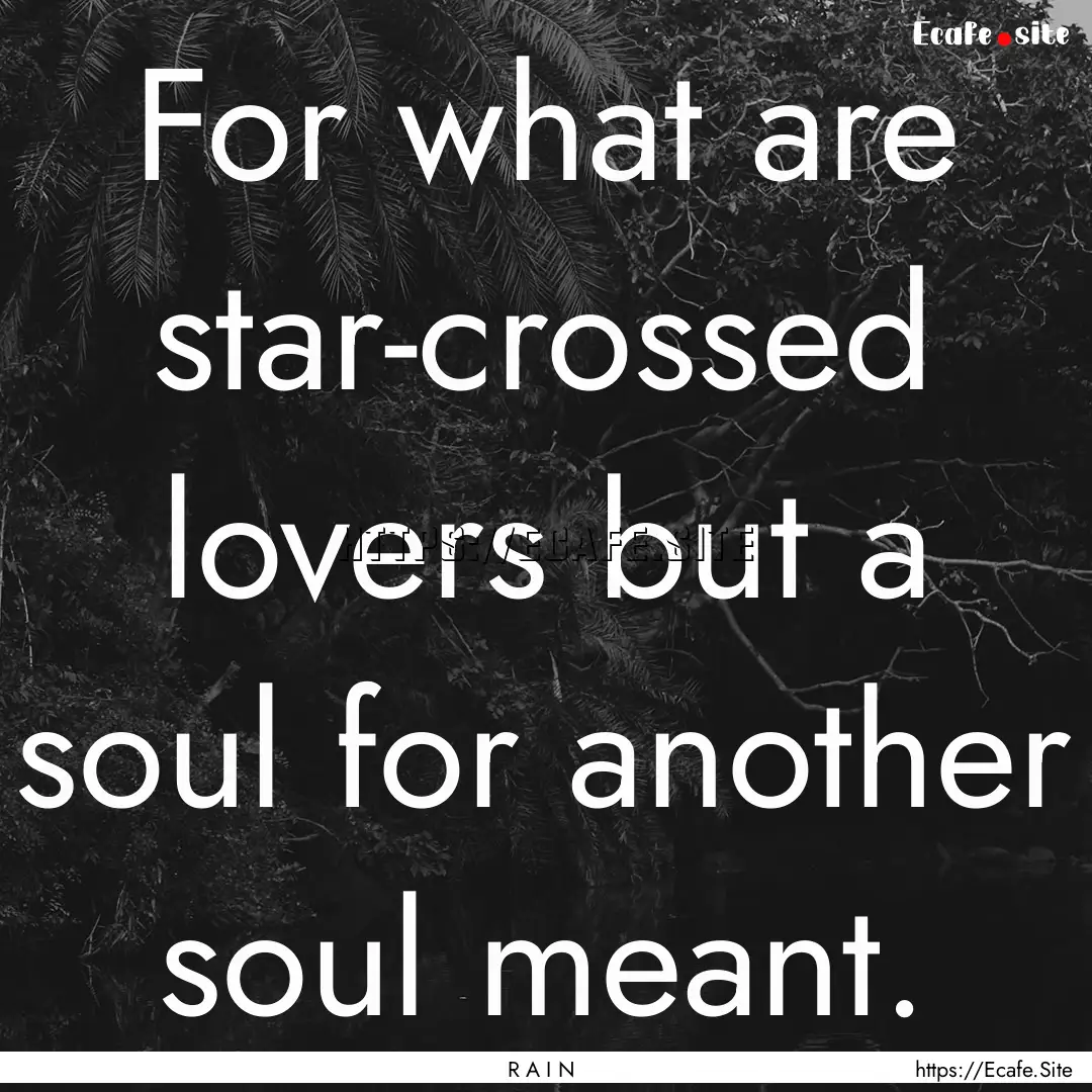 For what are star-crossed lovers but a soul.... : Quote by R A I N