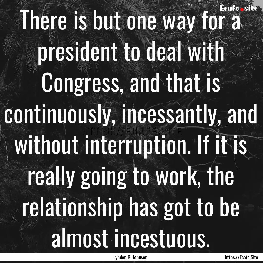 There is but one way for a president to deal.... : Quote by Lyndon B. Johnson