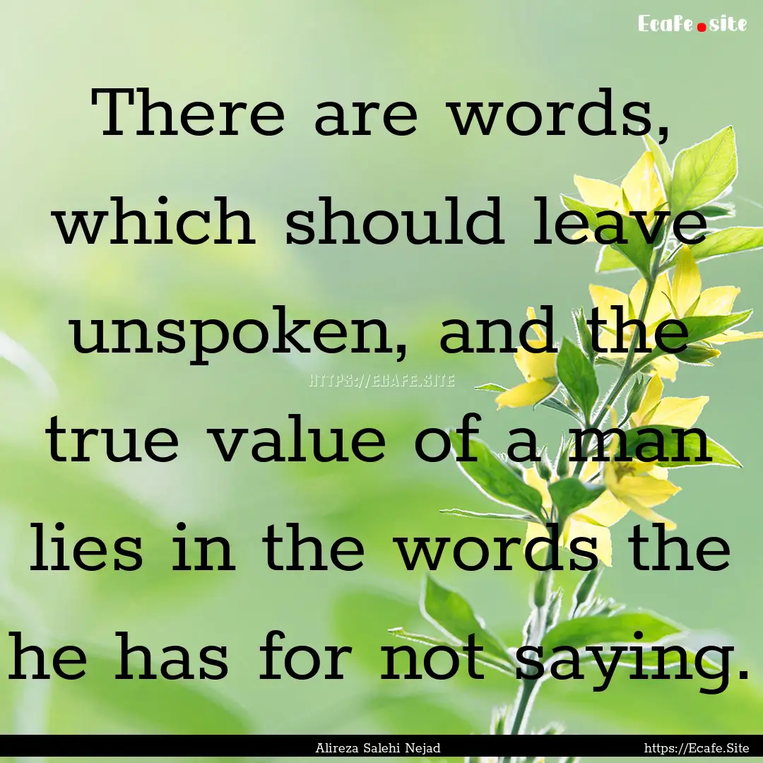 There are words, which should leave unspoken,.... : Quote by Alireza Salehi Nejad