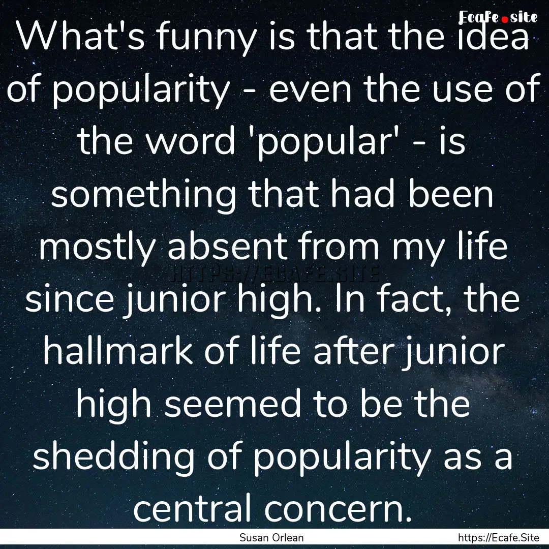 What's funny is that the idea of popularity.... : Quote by Susan Orlean