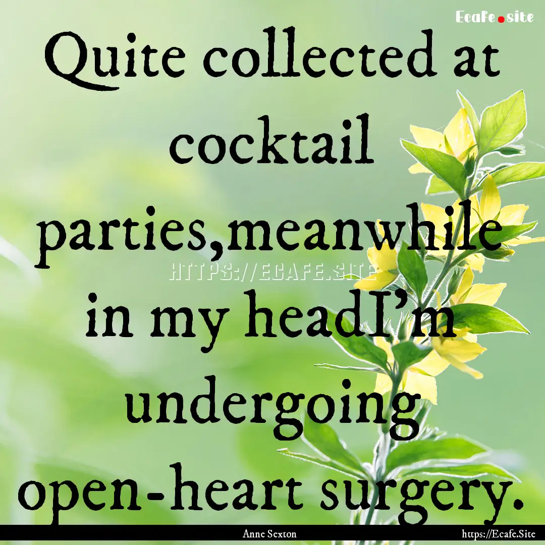 Quite collected at cocktail parties,meanwhile.... : Quote by Anne Sexton