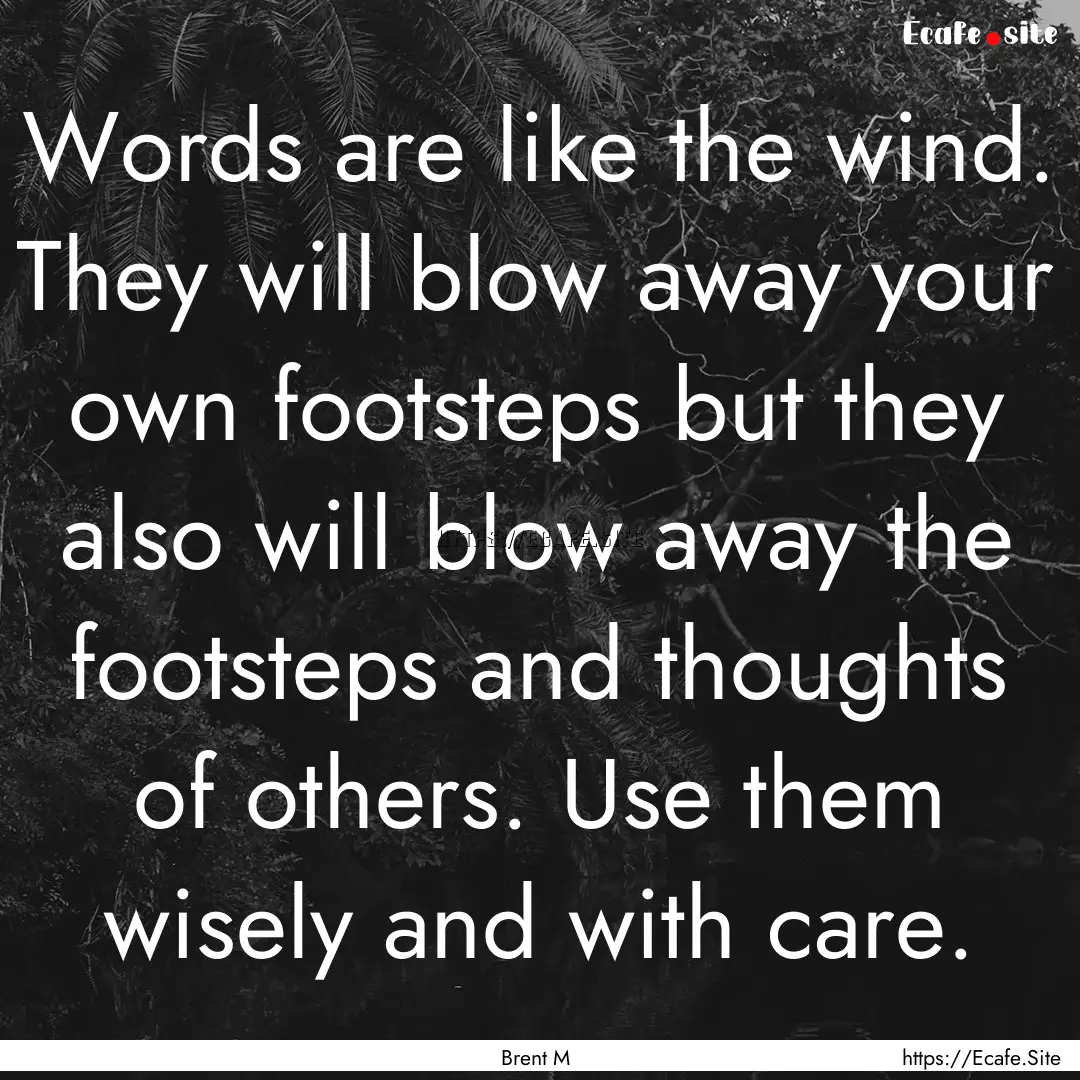 Words are like the wind. They will blow away.... : Quote by Brent M