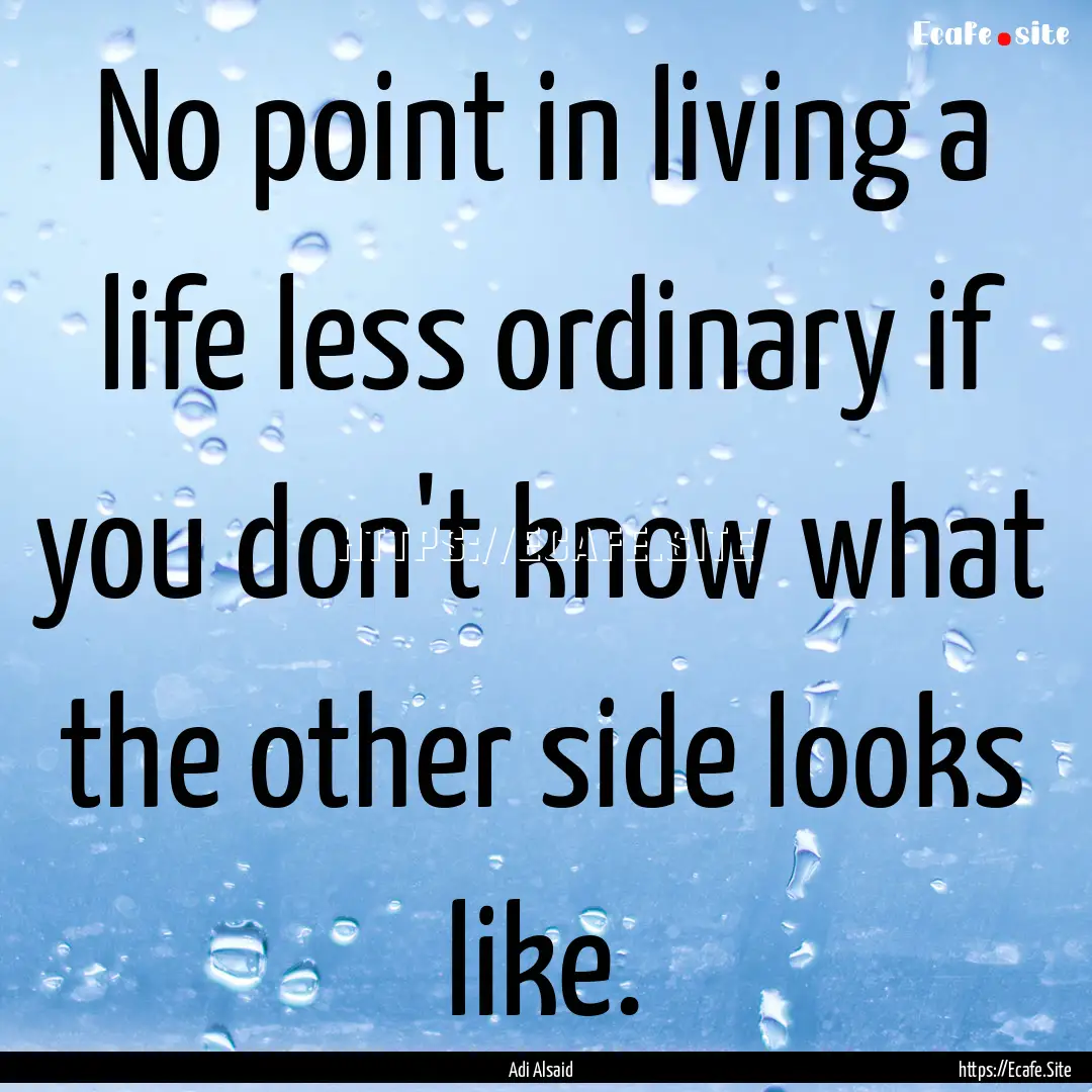 No point in living a life less ordinary if.... : Quote by Adi Alsaid