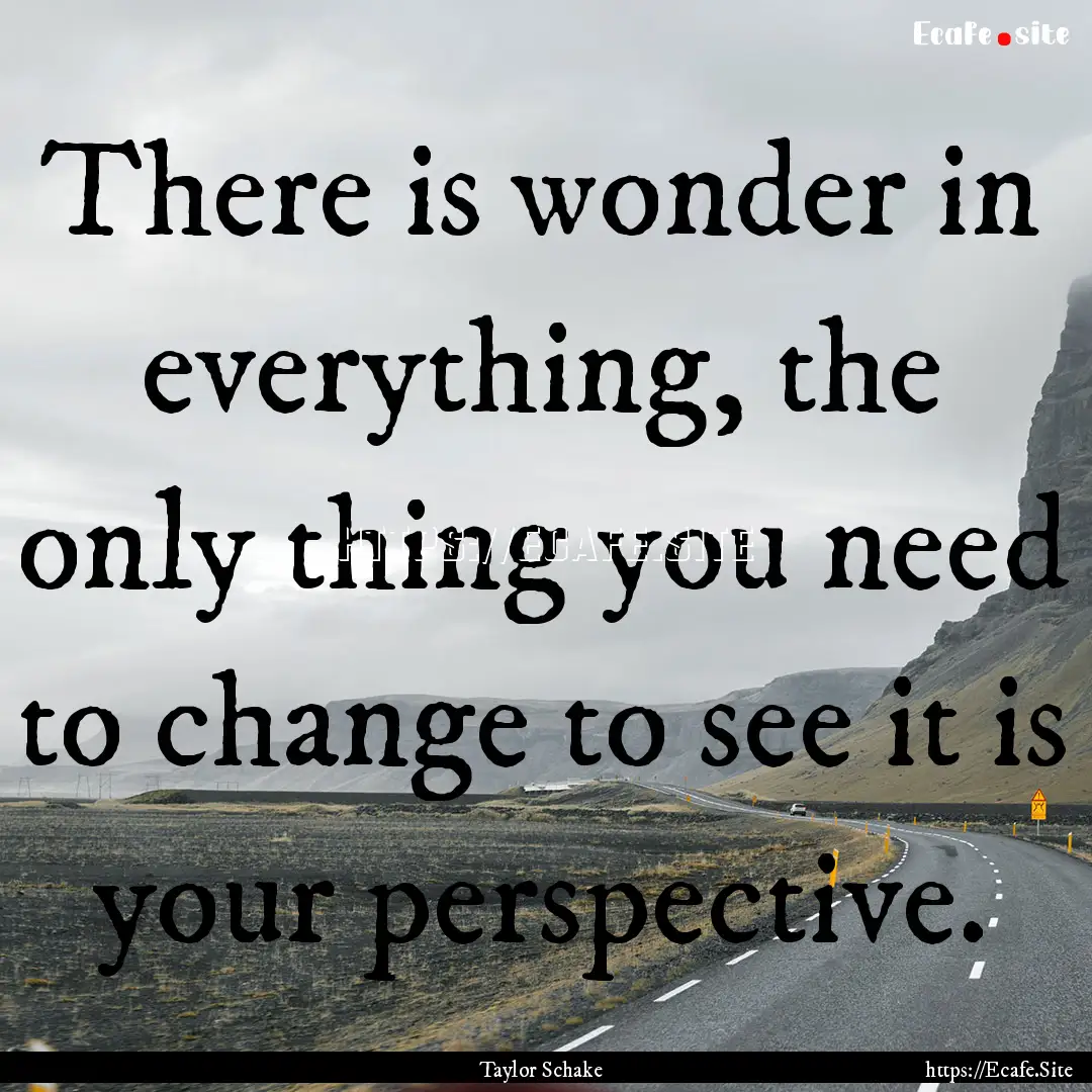 There is wonder in everything, the only thing.... : Quote by Taylor Schake