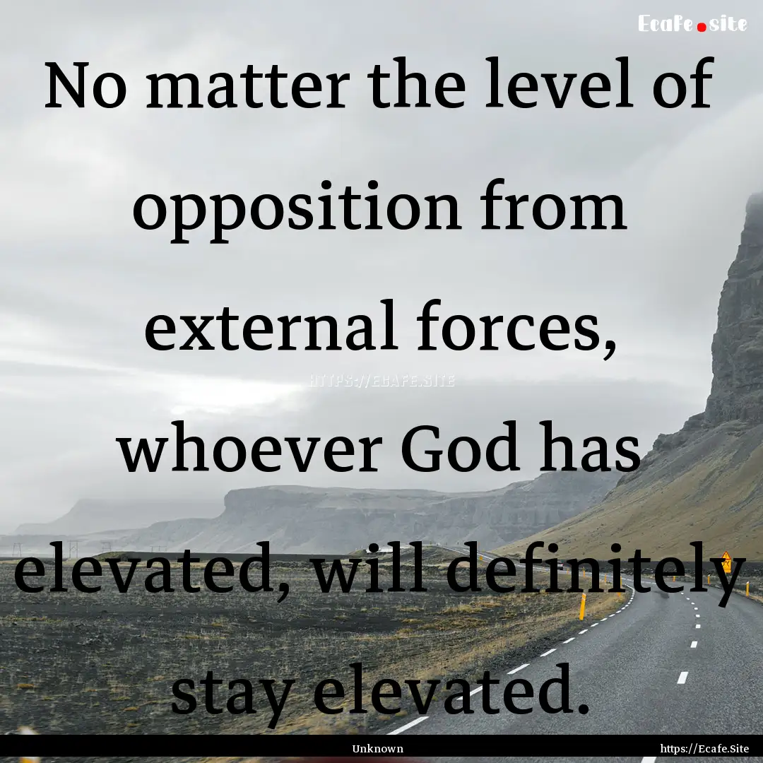 No matter the level of opposition from external.... : Quote by Unknown