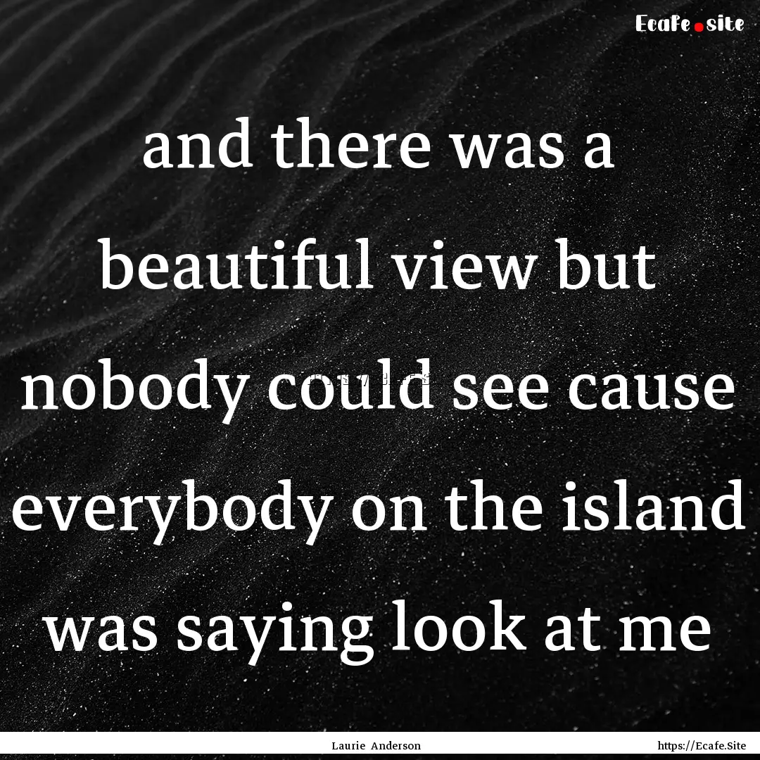 and there was a beautiful view but nobody.... : Quote by Laurie Anderson