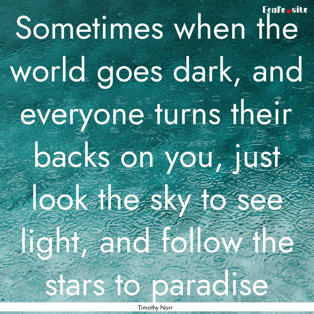 Sometimes when the world goes dark, and everyone.... : Quote by Timothy Norr