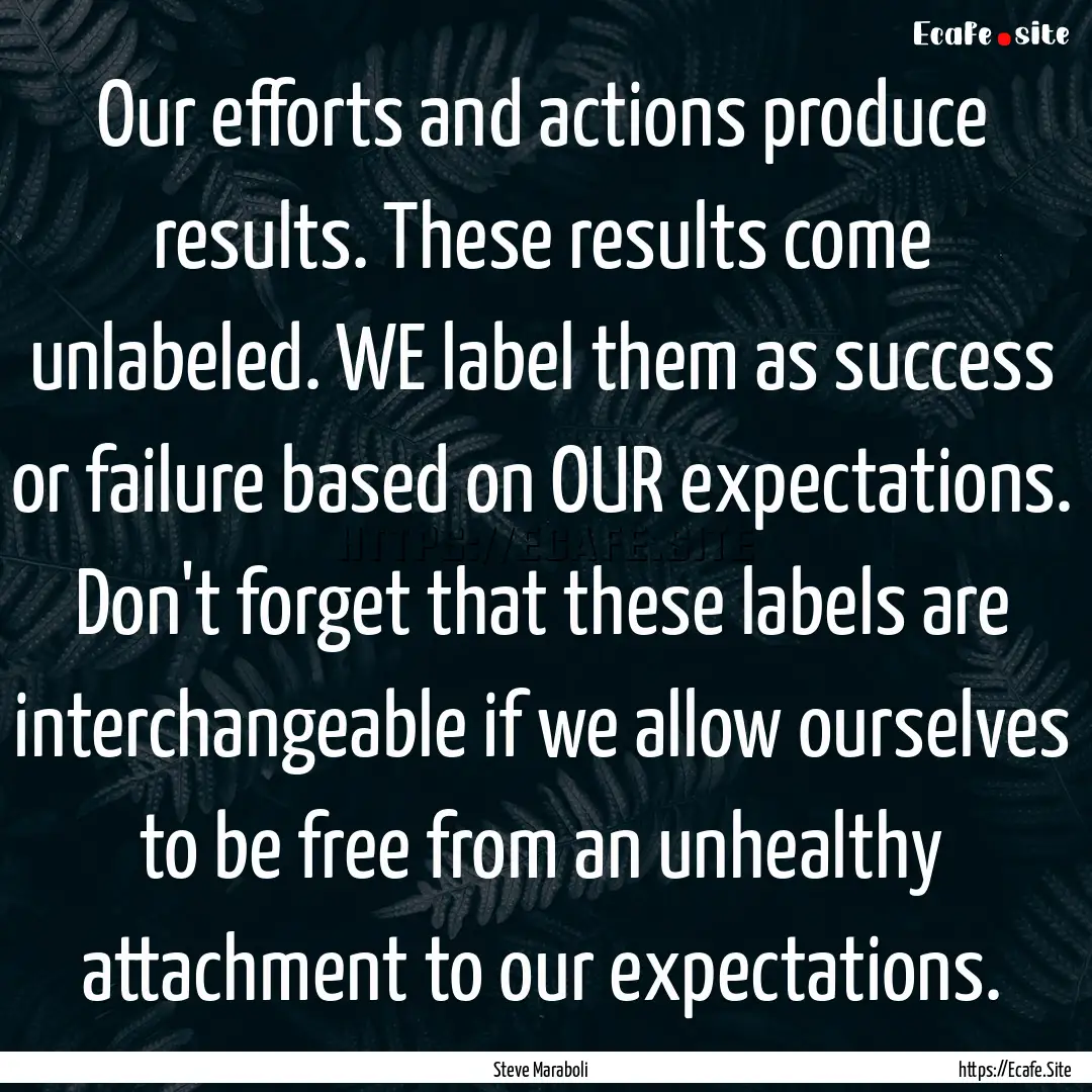 Our efforts and actions produce results..... : Quote by Steve Maraboli