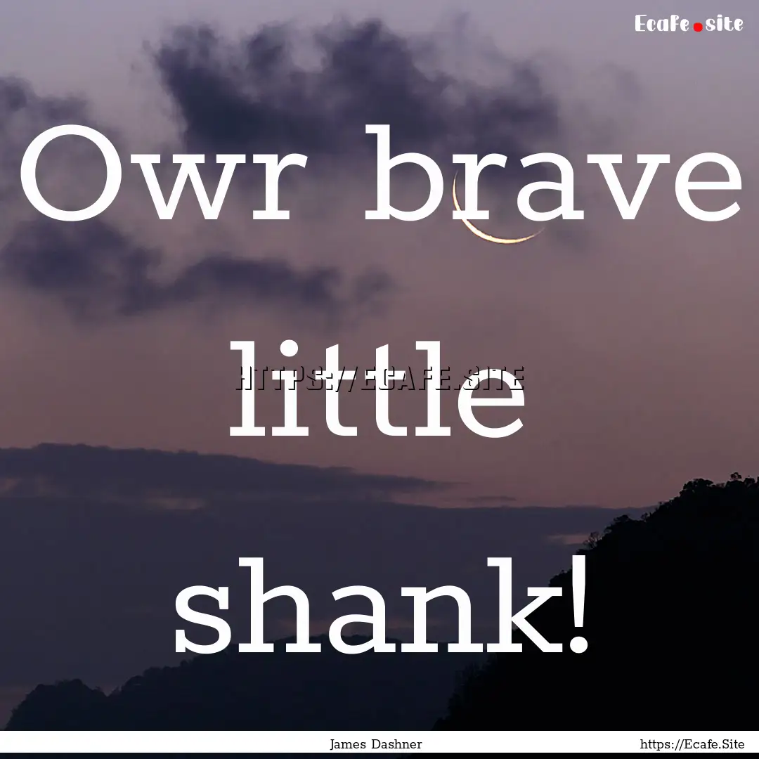 Owr brave little shank! : Quote by James Dashner