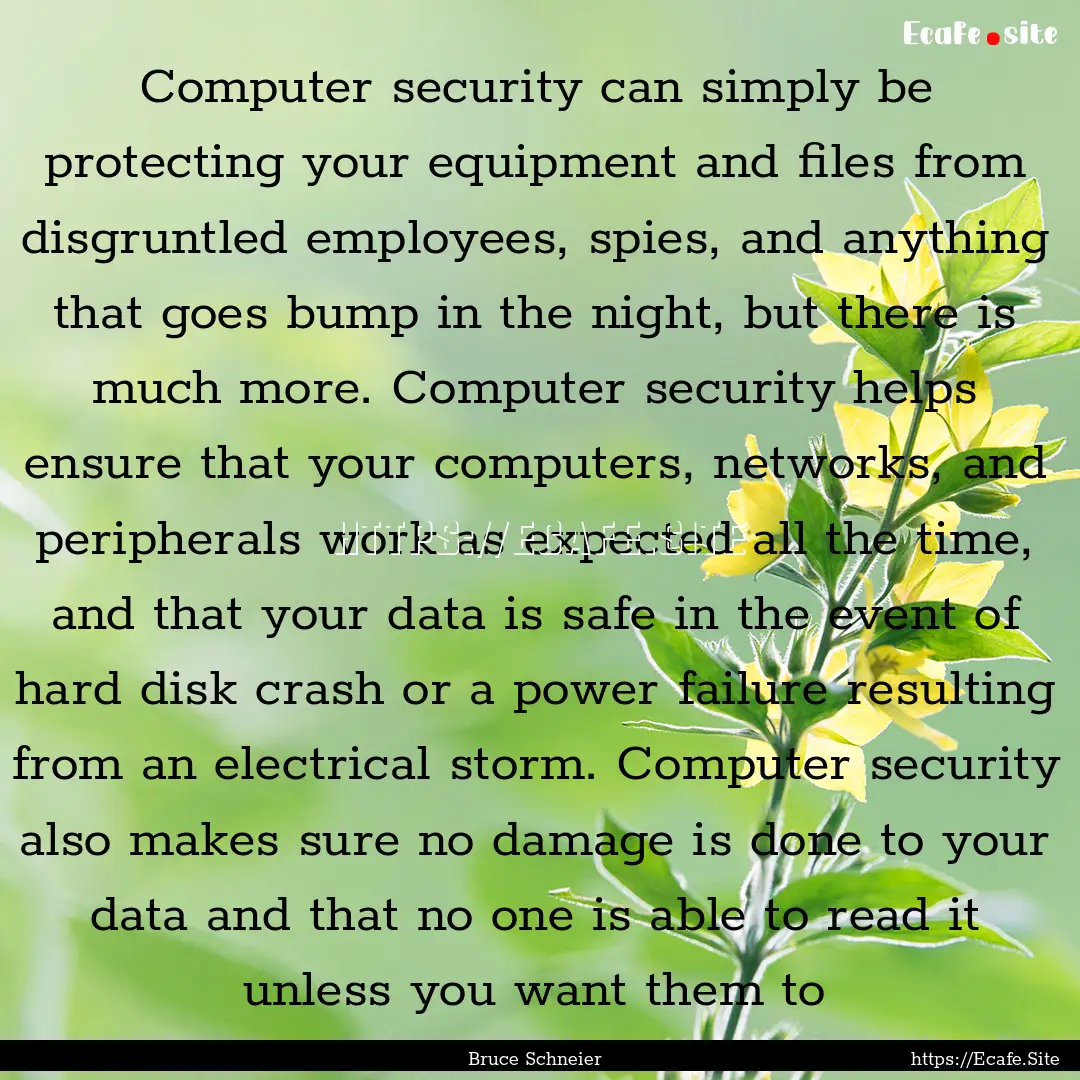 Computer security can simply be protecting.... : Quote by Bruce Schneier