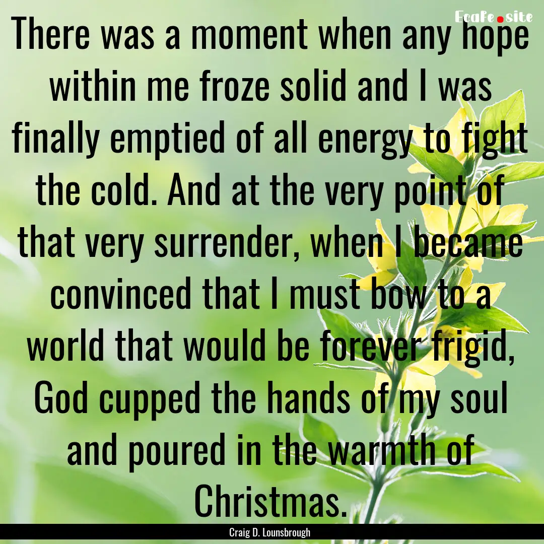 There was a moment when any hope within me.... : Quote by Craig D. Lounsbrough