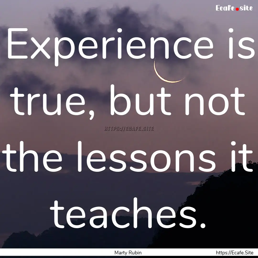 Experience is true, but not the lessons it.... : Quote by Marty Rubin