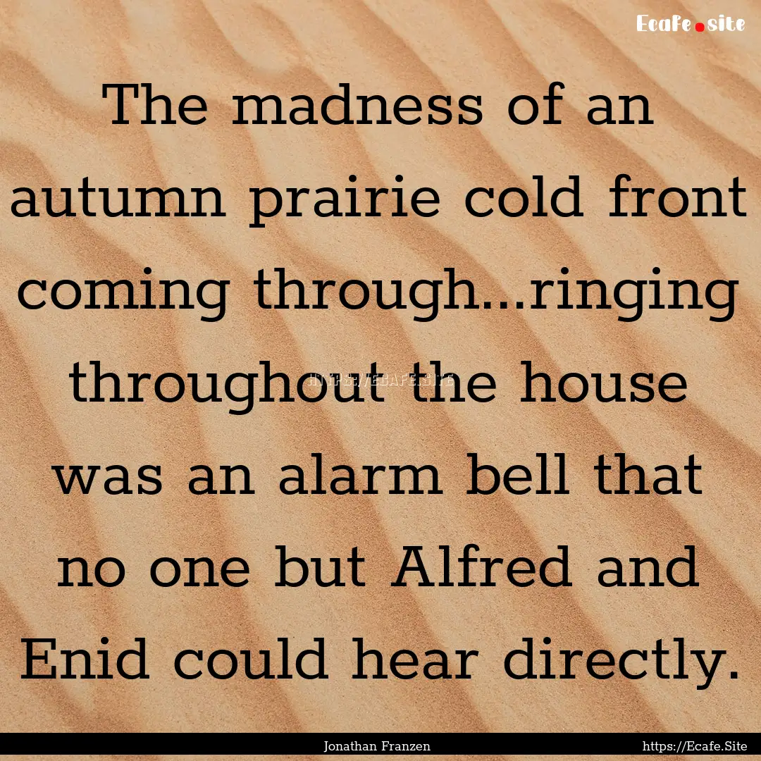 The madness of an autumn prairie cold front.... : Quote by Jonathan Franzen