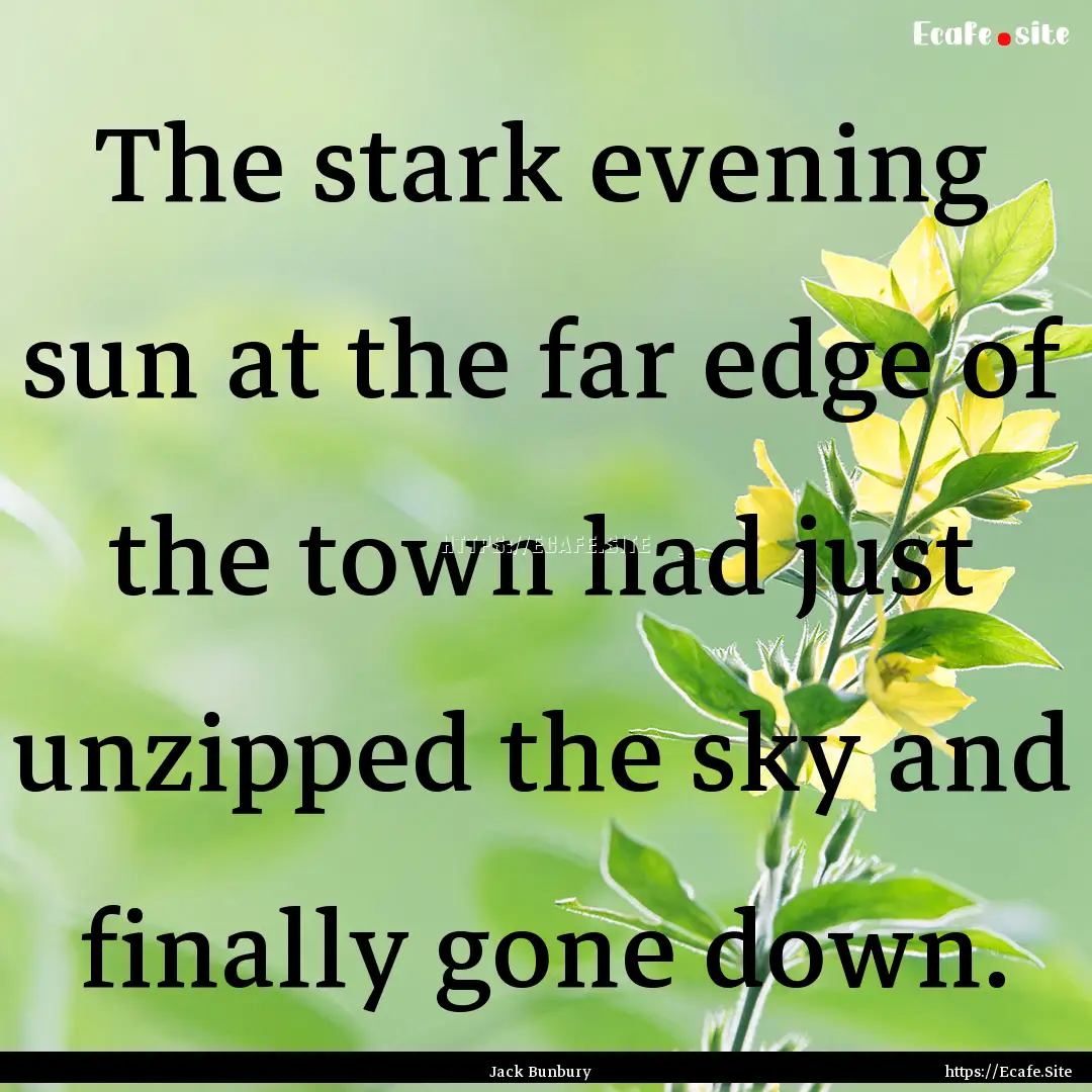 The stark evening sun at the far edge of.... : Quote by Jack Bunbury