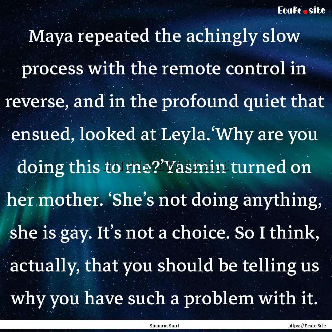 Maya repeated the achingly slow process with.... : Quote by Shamim Sarif