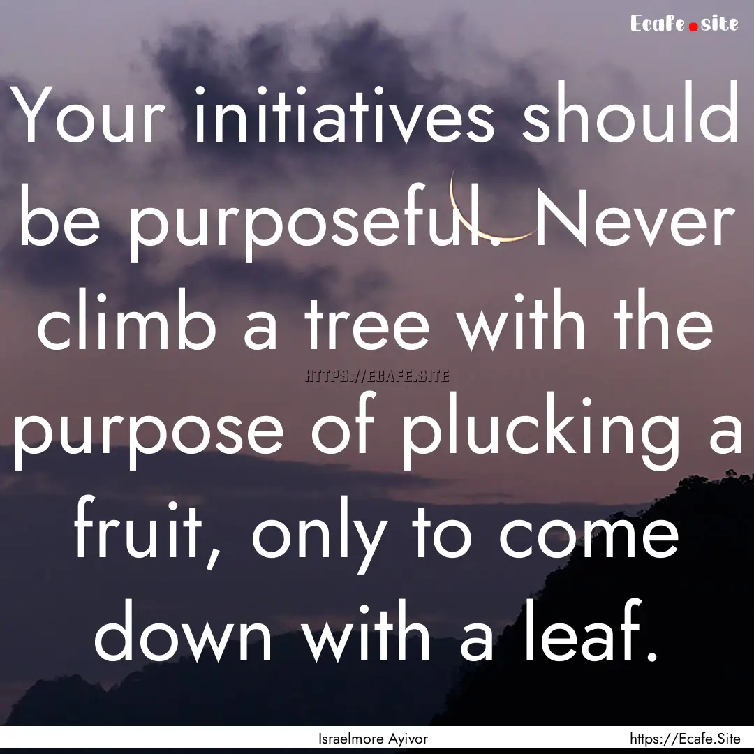 Your initiatives should be purposeful. Never.... : Quote by Israelmore Ayivor