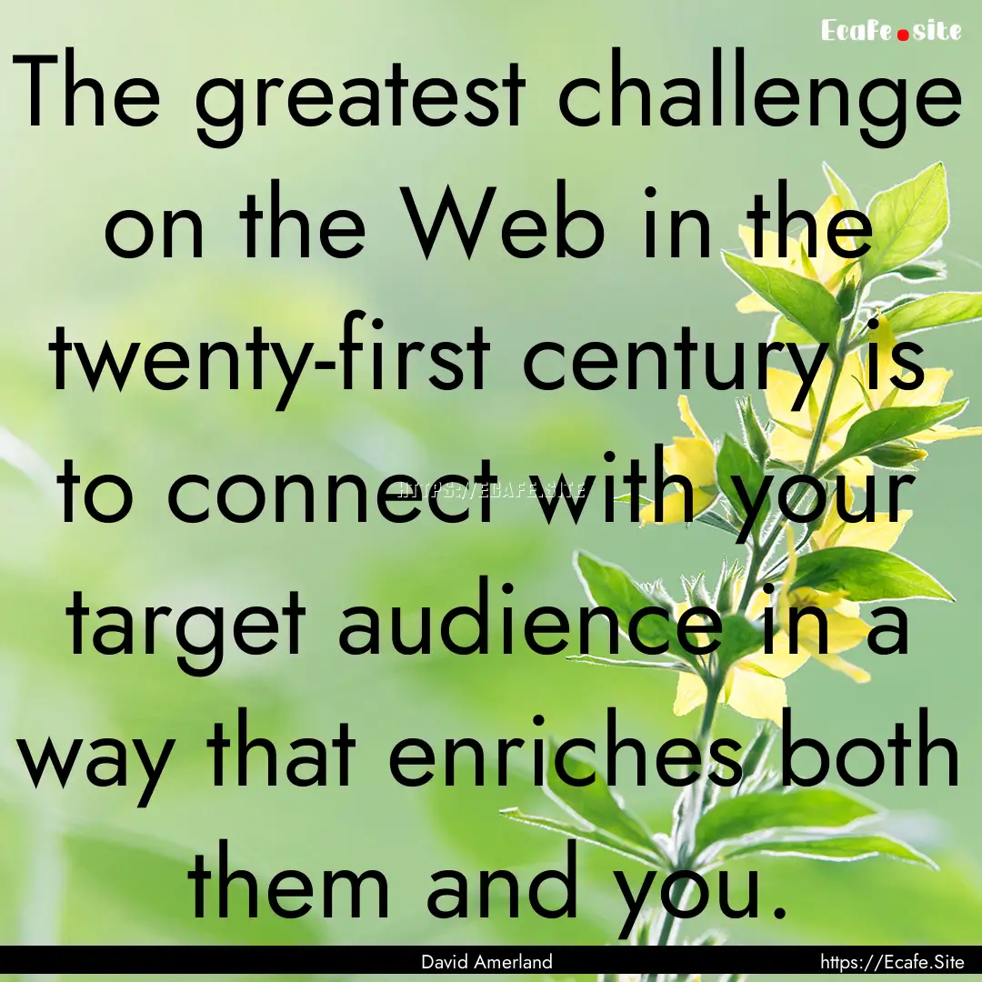 The greatest challenge on the Web in the.... : Quote by David Amerland