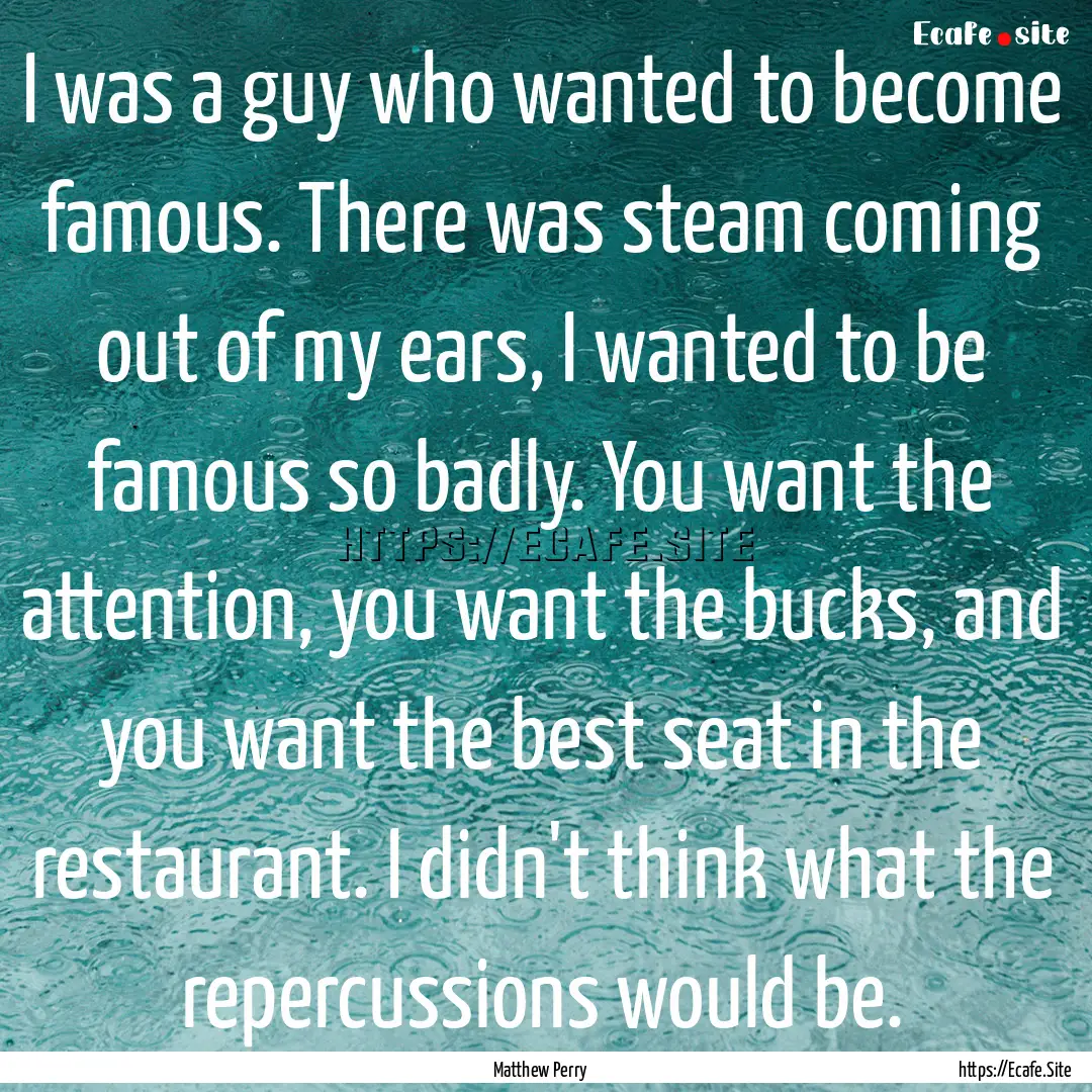 I was a guy who wanted to become famous..... : Quote by Matthew Perry