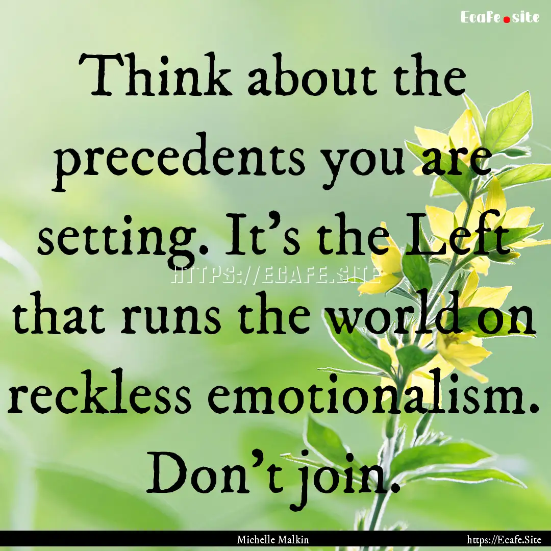 Think about the precedents you are setting..... : Quote by Michelle Malkin