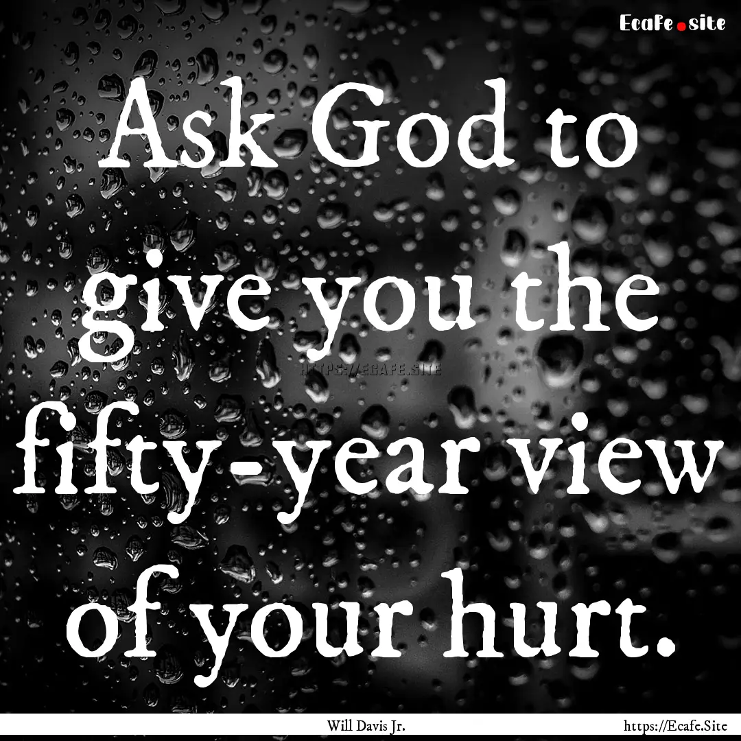 Ask God to give you the fifty-year view of.... : Quote by Will Davis Jr.