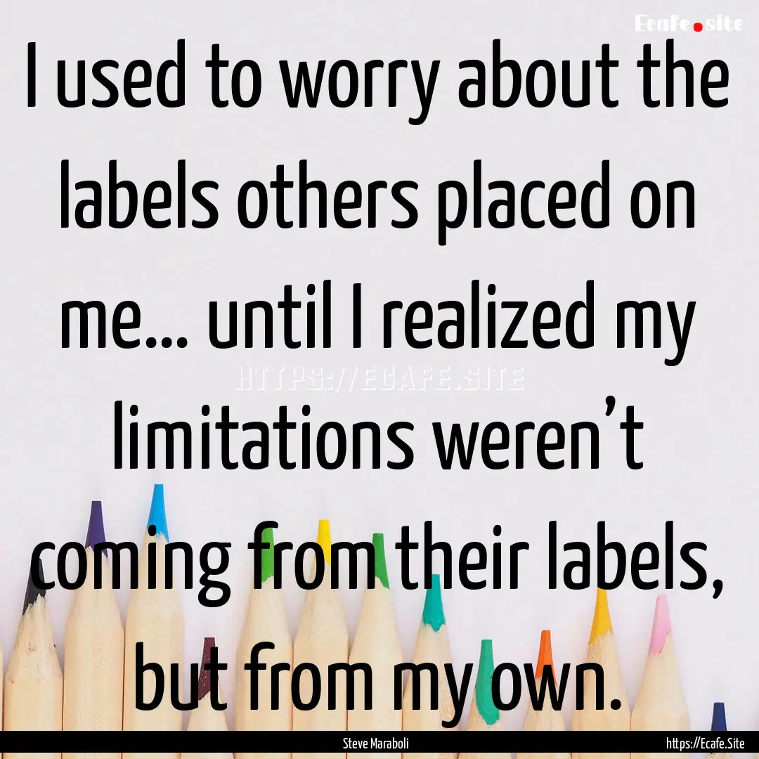 I used to worry about the labels others placed.... : Quote by Steve Maraboli