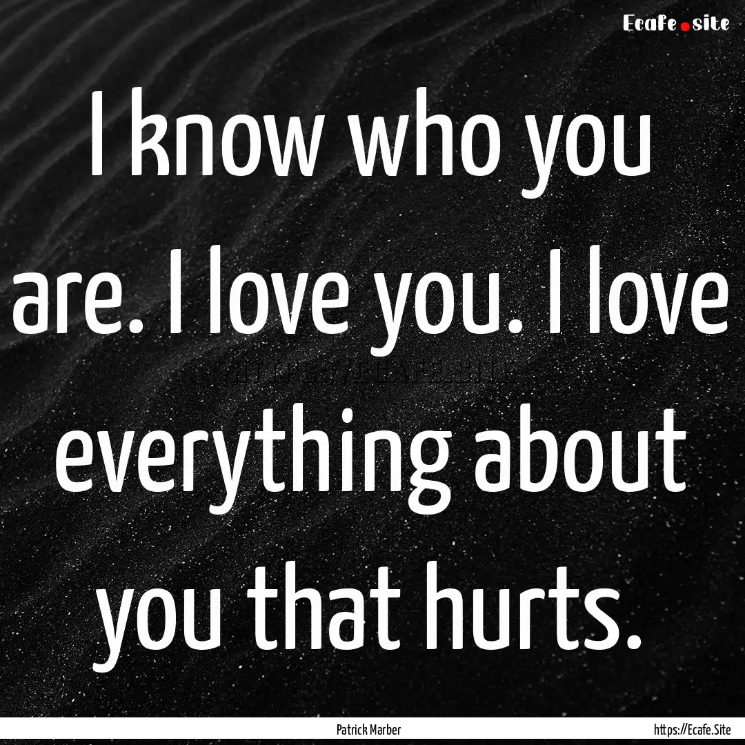 I know who you are. I love you. I love everything.... : Quote by Patrick Marber